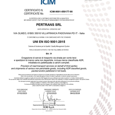 Certificato UNI EN ISO 9001:2015